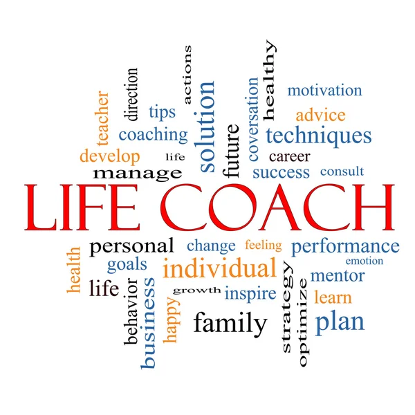 Life Coach Word Cloud Concept Φωτογραφία Αρχείου