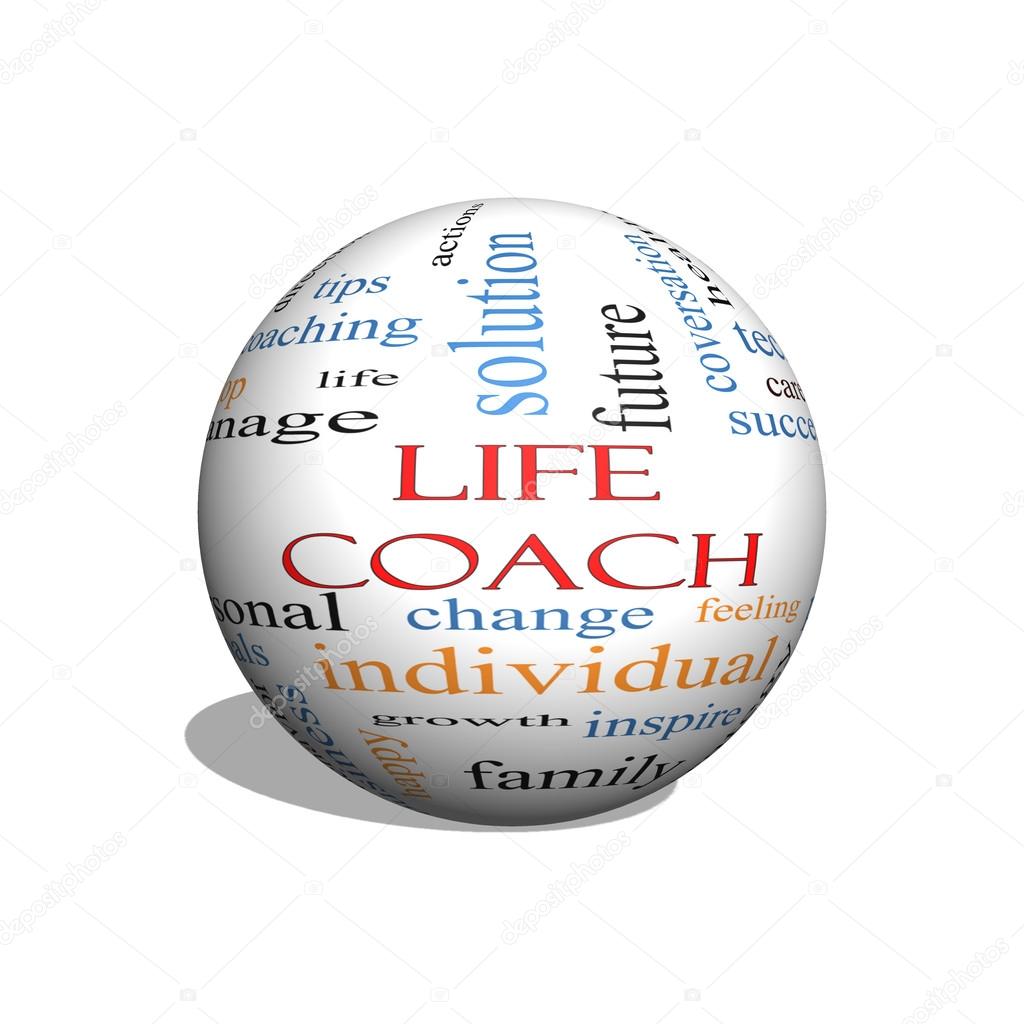 Life Coach 3D Sphere Word Cloud Concept 