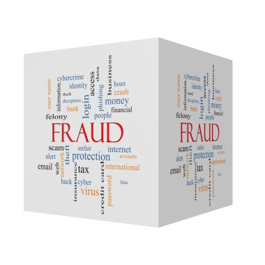 Fraud 3D cube Word Cloud Concept  clipart