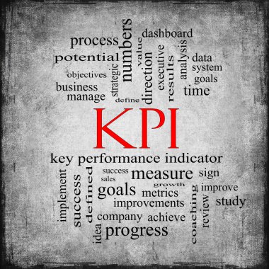 KPI Word Cloud Gray Grunge Concept clipart