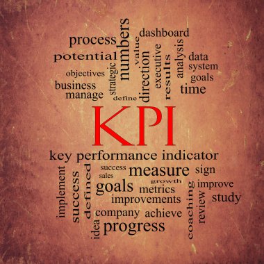 KPI Word Cloud Rust Grunge Concept clipart