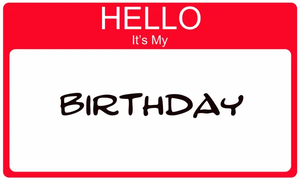 Merhaba ben My Birthday kırmızı ad etiketi. — Stok fotoğraf