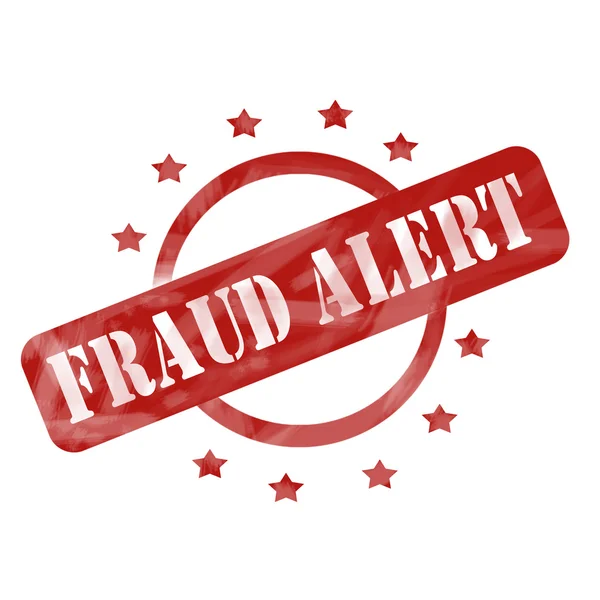 Red Weathered Fraud Alert Stamp Circle and Stars design — Stock Photo, Image