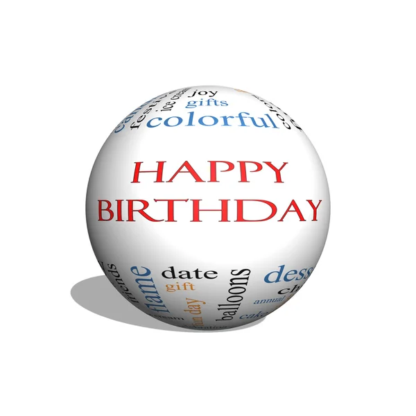 Happy Birthday 3D sphere Word Cloud Concept — Stock Photo, Image