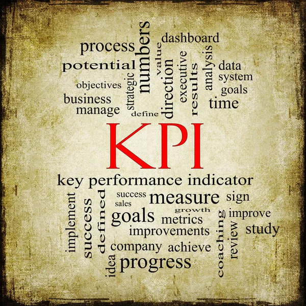 KPI Word Cloud Grunge kavramı — Stok fotoğraf