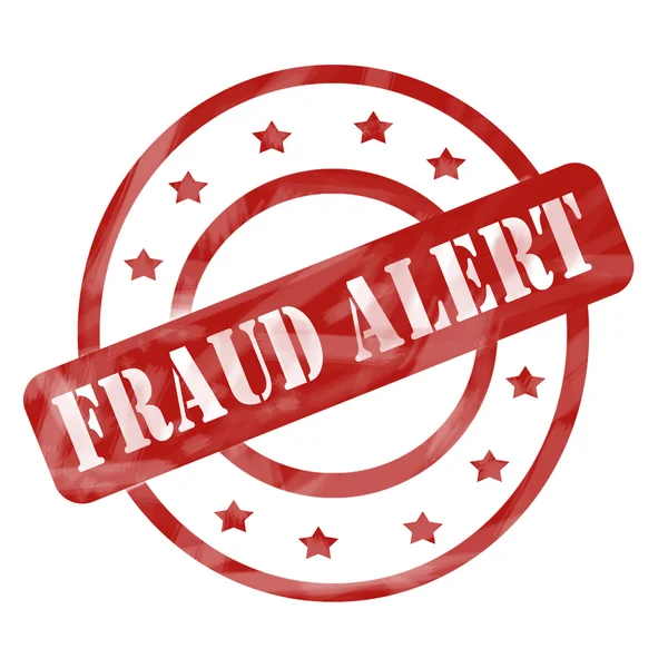 Red Weathered Fraud Alert Stamp Circles and Stars Stock Image