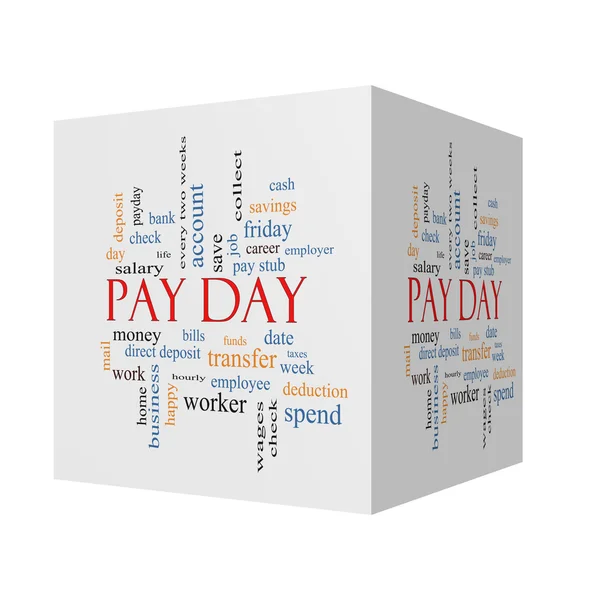 Pay Day Conceito de nuvem de palavra de cubo 3D — Fotografia de Stock