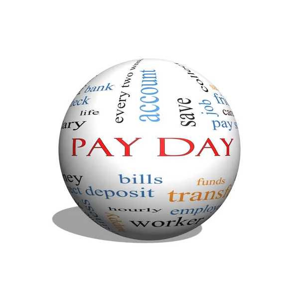 Pay Day 3D sphère Word Cloud Concept — Photo