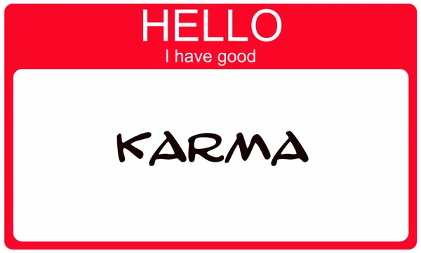 Olá eu tenho bom nome vermelho Karma tag — Fotografia de Stock