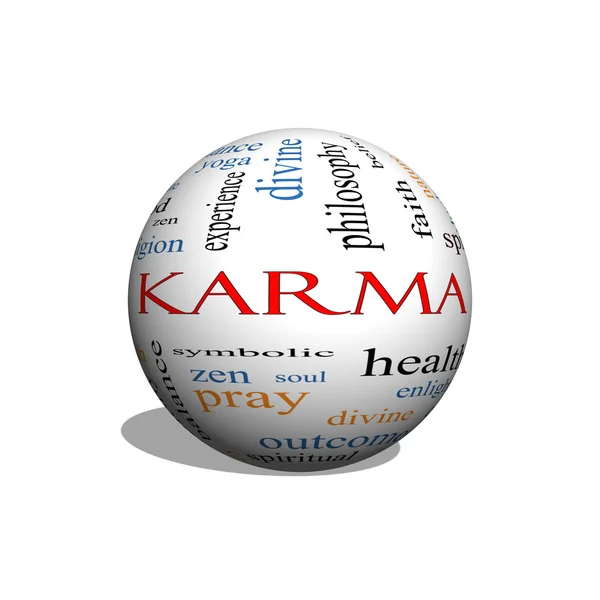 "Karma" 3d küre Word Cloud kavramı — Stok fotoğraf