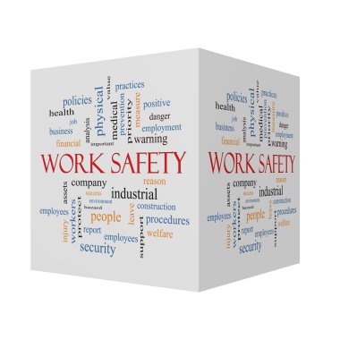 İş güvenliği 3d küp Word Cloud kavramı