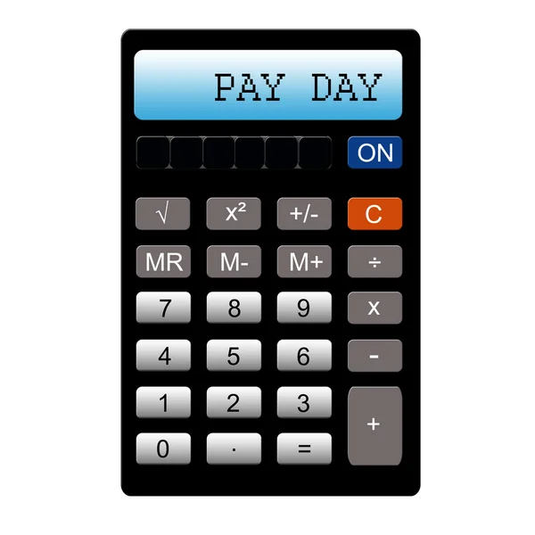 Výplatní den na černé kalkulačka — Stock fotografie