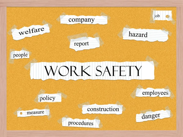 Concetto di parola del cartone ondulato di sicurezza di lavoro — Foto Stock