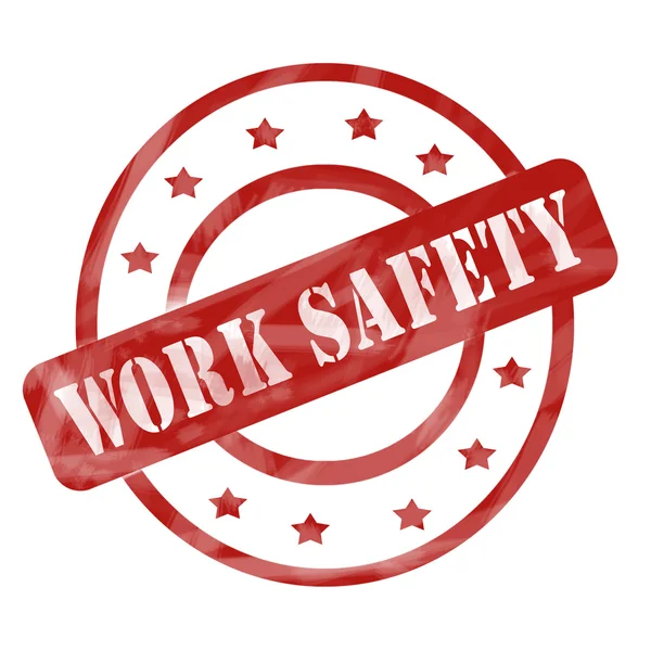 Red Weathered Work Safety Stamp Circles and Stars — Stock Photo, Image