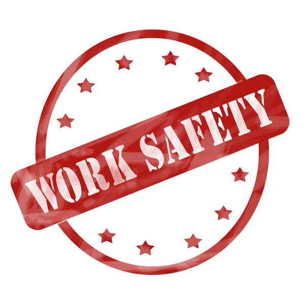 Red Weathered Work Safety Stamp Circle and Stars — Stock Photo, Image