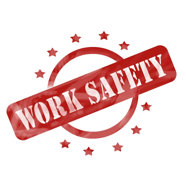 Red Weathered Work Safety Stamp Circle and Stars design — Stock Photo, Image