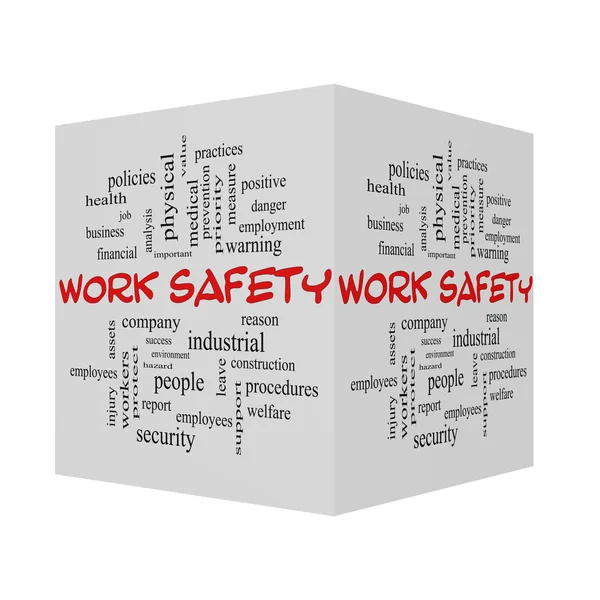 Sicurezza sul lavoro 3D Word Cloud Concept in tappi rossi — Foto Stock