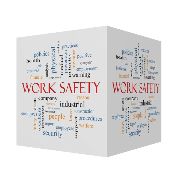 Work Safety 3D cube Word Cloud Concept Stock Image