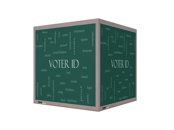 Voter ID Word Cloud Concept on a 3D Blackboard — Stock Photo, Image