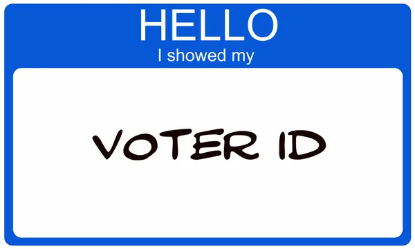 Hola le mostré mi identificación de votante etiqueta azul nombre —  Fotos de Stock