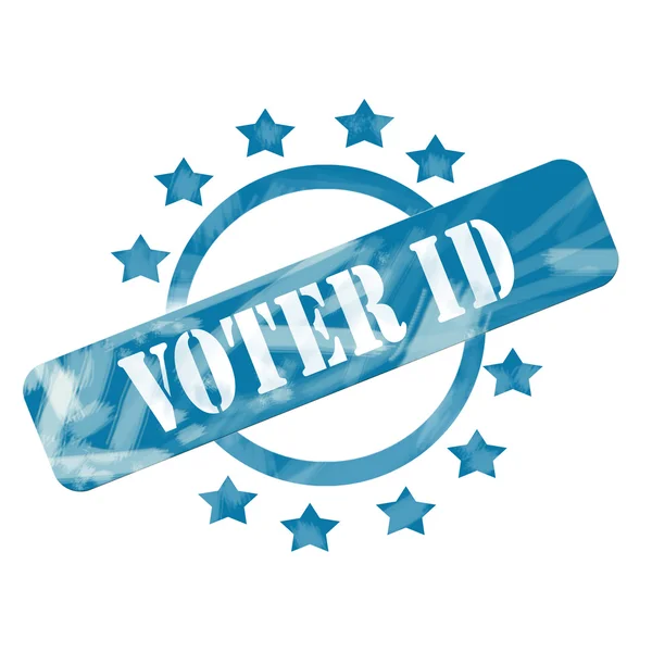 Diseño de círculo y estrellas de sello de identificación de votante resistido azul — Foto de Stock