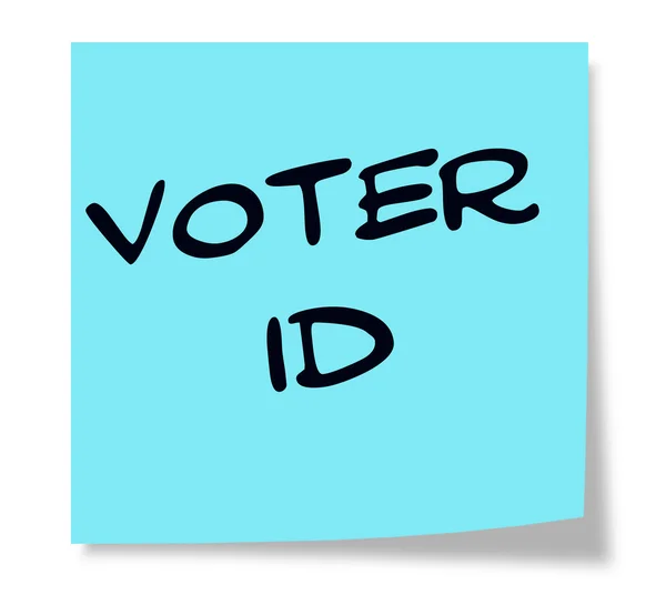 Ταυτότητας των ψηφοφόρων, γραμμένο σε μια μπλε κολλώδη σημείωση — Φωτογραφία Αρχείου