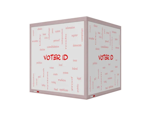 Identifiant de l'électeur Word Cloud Concept sur un tableau blanc 3D — Photo