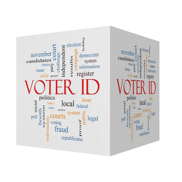 Voter ID 3D cubo Word Cloud Concept —  Fotos de Stock