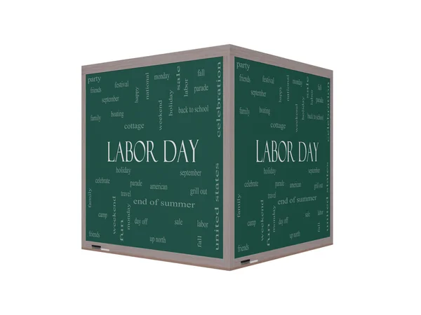 Labor Day Word Cloud Concept on a 3D Blackboard