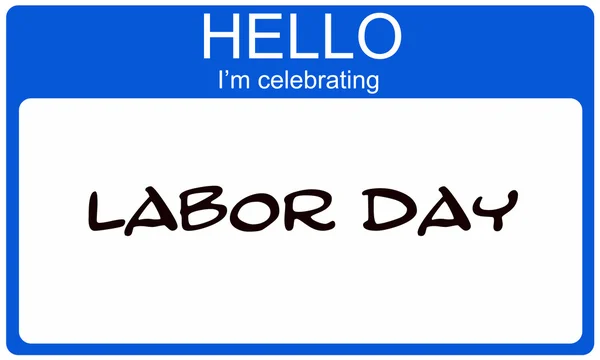 Hello I'm Celebrating Labor Day blue name tag — Stock Photo, Image