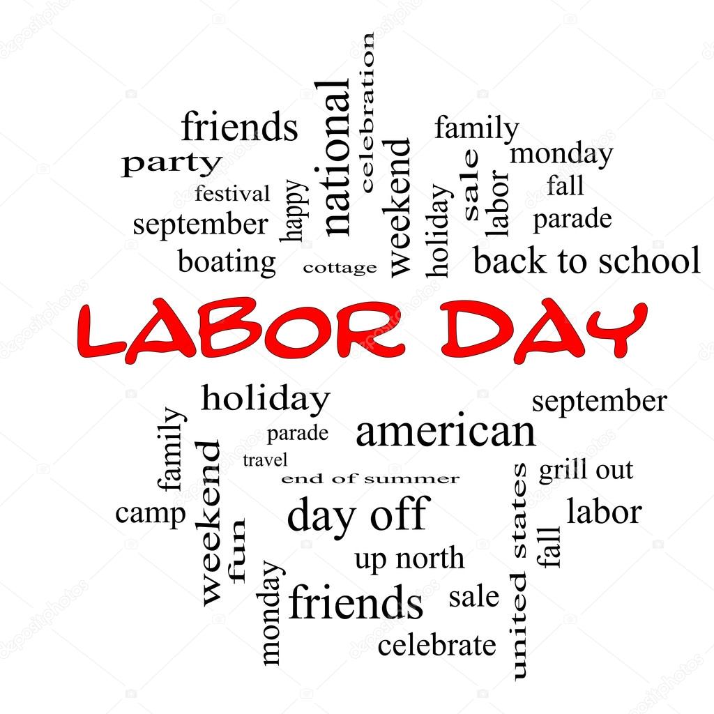 Labor Day Word Cloud Concept in red caps