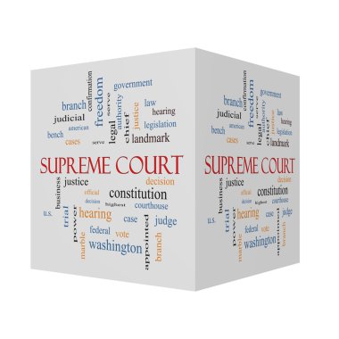 Yüksek mahkeme 3d küp Word Cloud kavramı