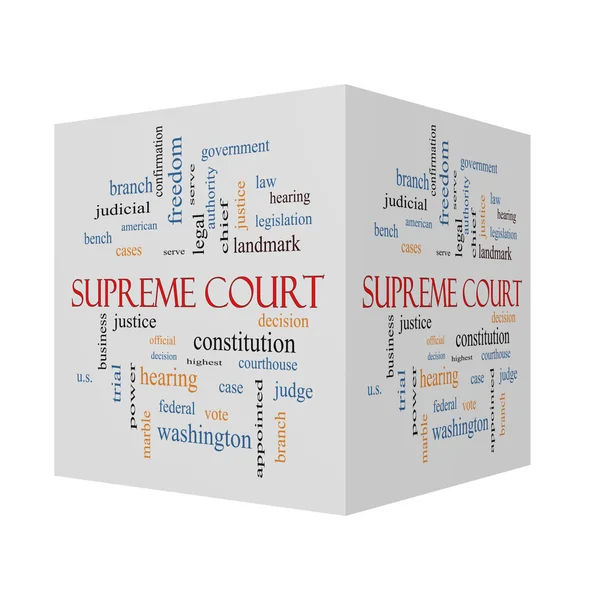 Corte Suprema 3D cubo Word Cloud Concept Foto Stock