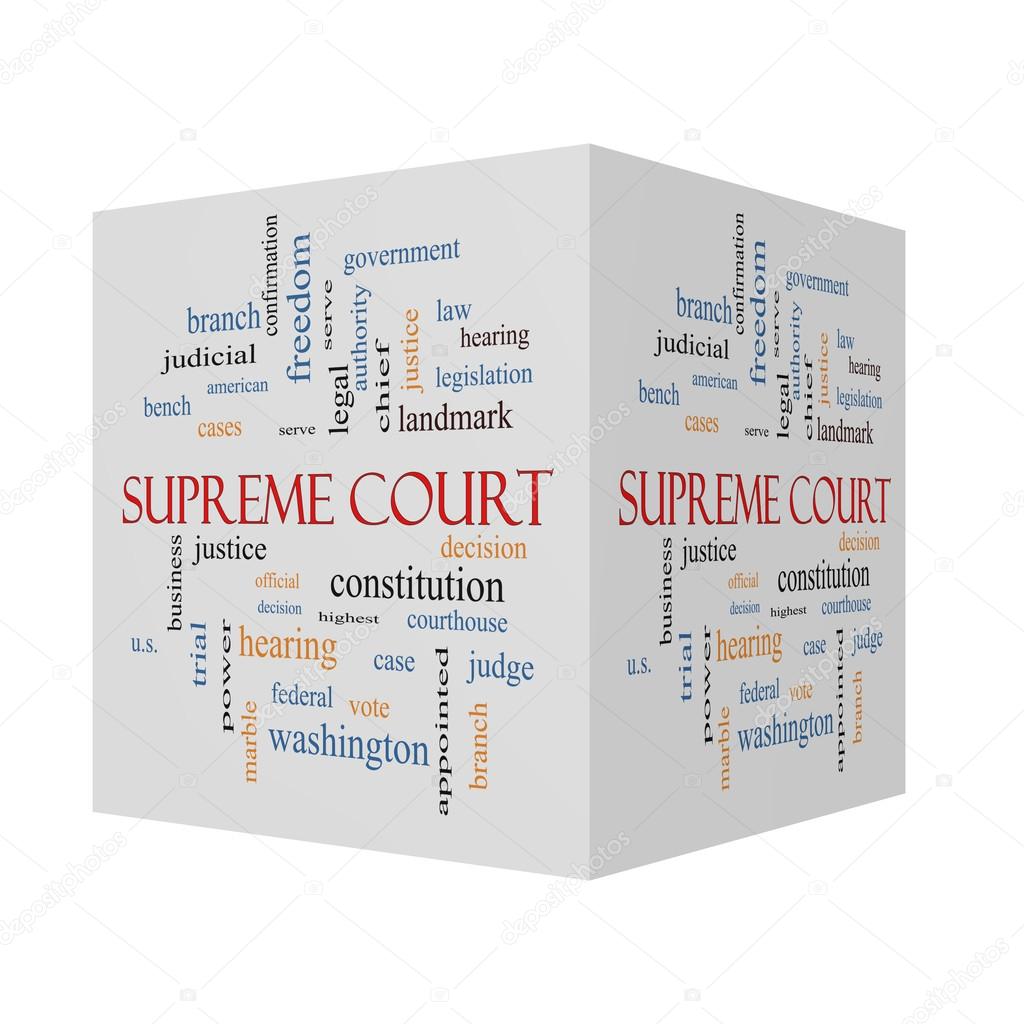 Supreme Court 3D cube Word Cloud Concept