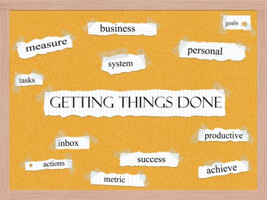 Getting Things Done Corkboard Word Concept