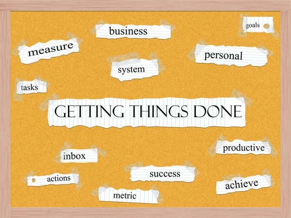 Getting Things Done Corkboard Word Concept — Stock fotografie