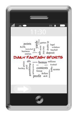 Daily Fantasy Sports Word Cloud Concept on a Touchscreen Phone