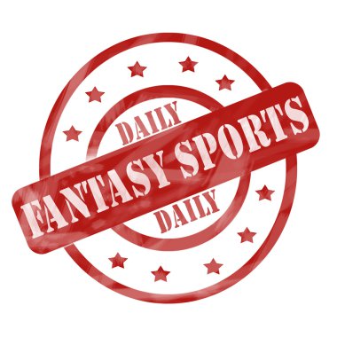 Red Weathered Daily Fantasy Sports Stamp Circles and Stars