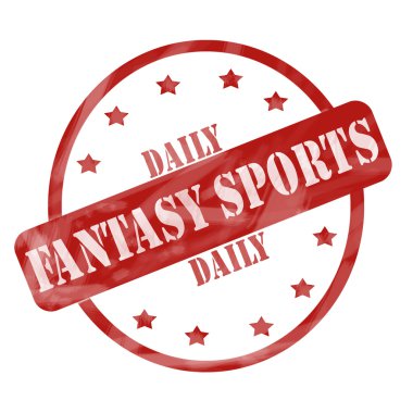 Red Weathered Daily Fantasy Sports Stamp Circle and Stars