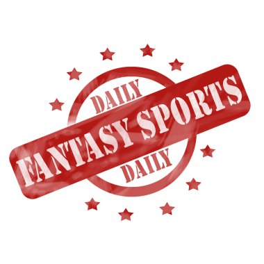 Red Weathered Daily Fantasy Sports Stamp Circle and Stars design