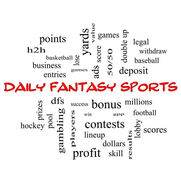 Daily Fantasy Sports Word Cloud Concept in red caps — Stockfoto