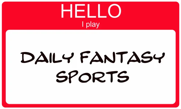 Hello I play Daily Fantasy Sports red Name Tag — ストック写真