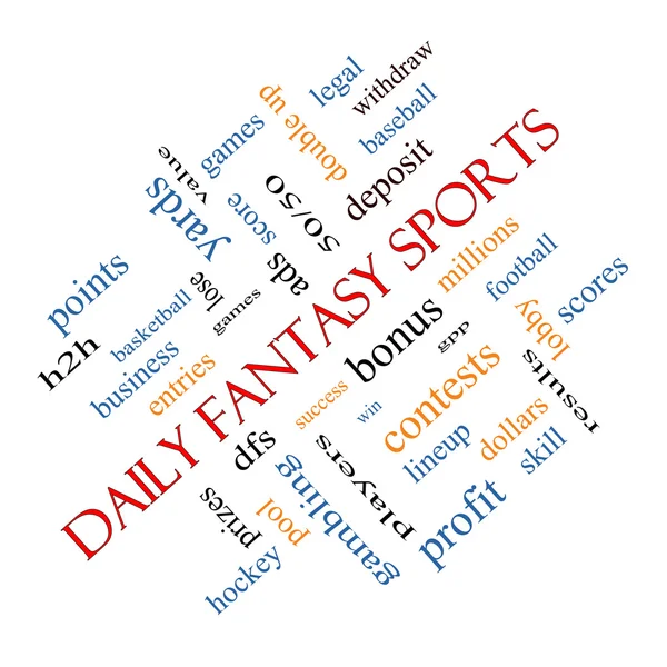 Daily Fantasy Sports Word Cloud Concept angled Stock Obrázky