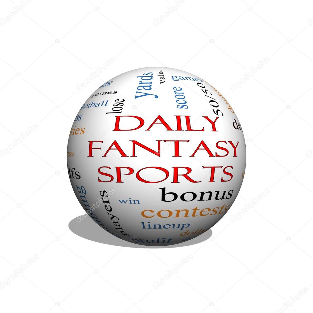 Daily Fantasy Sports 3D sphere Word Cloud Concept 