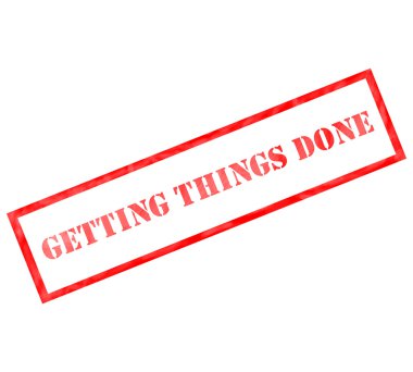 Red rectangle Getting Things Done stamp