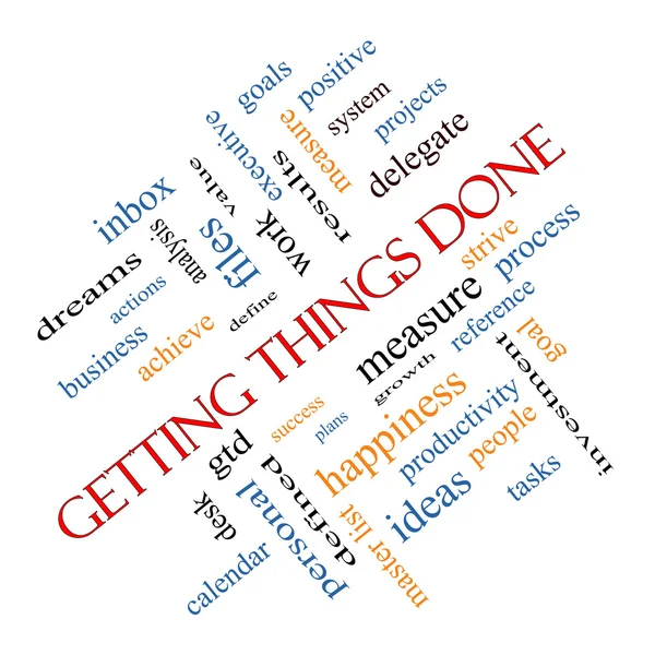 Getting Things Done Word Cloud Concept angled — Φωτογραφία Αρχείου