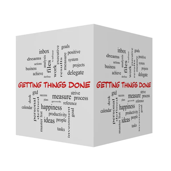 Getting Things Done 3D Word Cloud Concept in red caps — Zdjęcie stockowe