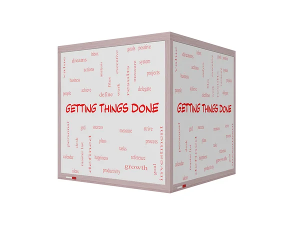 Getting Things Done Word Cloud Concept on a 3D Whiteboard — 图库照片