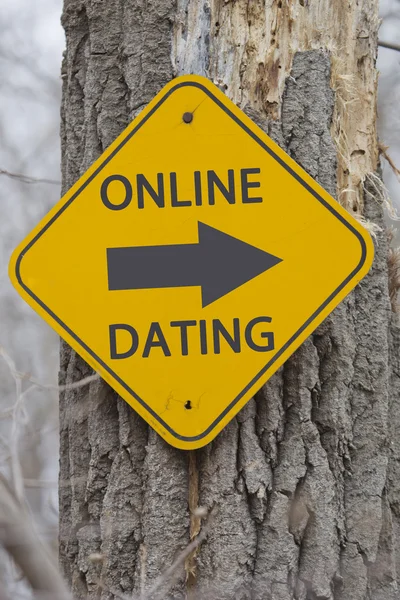 Online-Dating Pfeil Zeichen auf einem Baum — Stockfoto