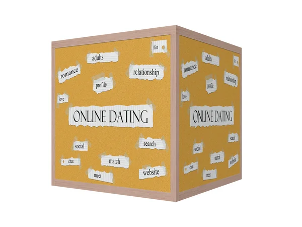 Online Dating 3D Corkboard Word Concept — Stock Photo, Image